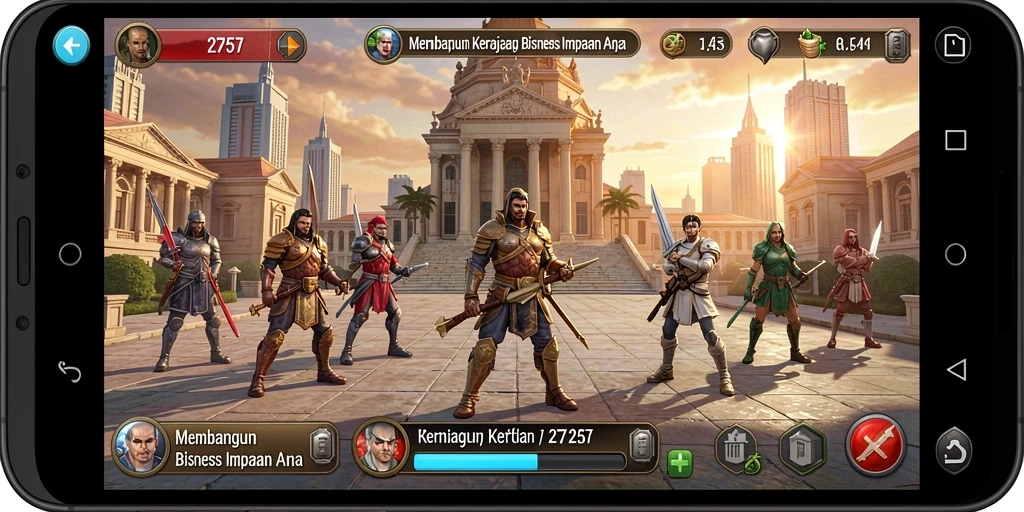 Gameplay menarik dari 2757 dengan berbagai tantangan bisnis.
