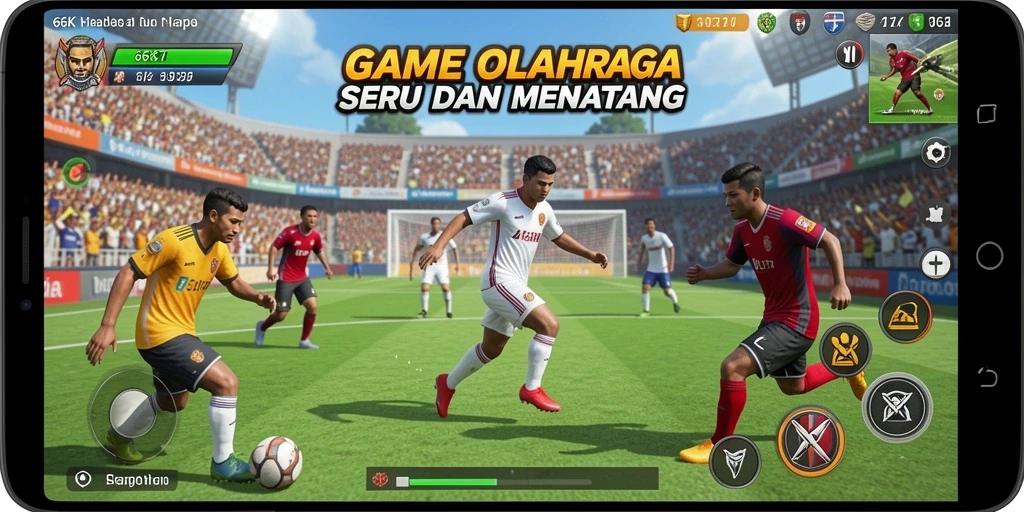 Screenshot menunjukkan aksi seru dalam gameplay olahraga 66K.