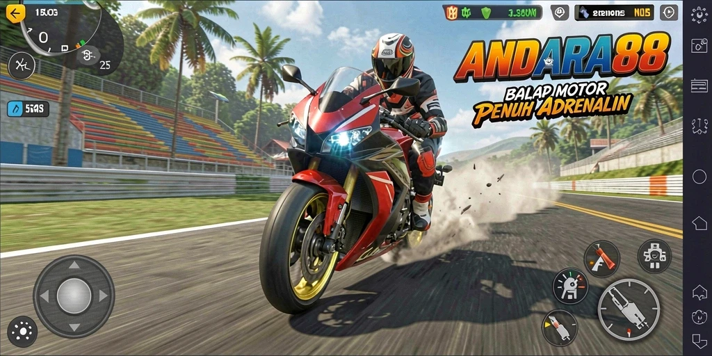 Gameplay mendebarkan dalam balap motor yang seru.