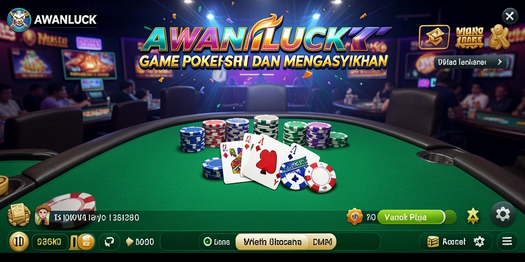 Screenshot gameplay AWANLUCK yang menunjukkan suasana meja poker yang menarik.