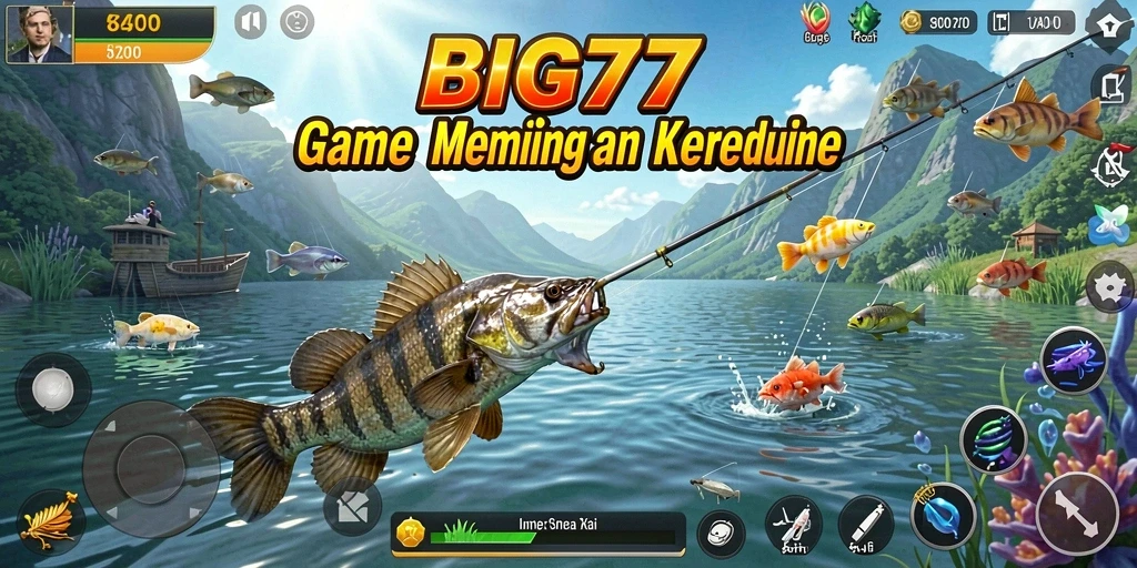 Tampilan gameplay BIG77 saat menangkap ikan yang menegangkan.