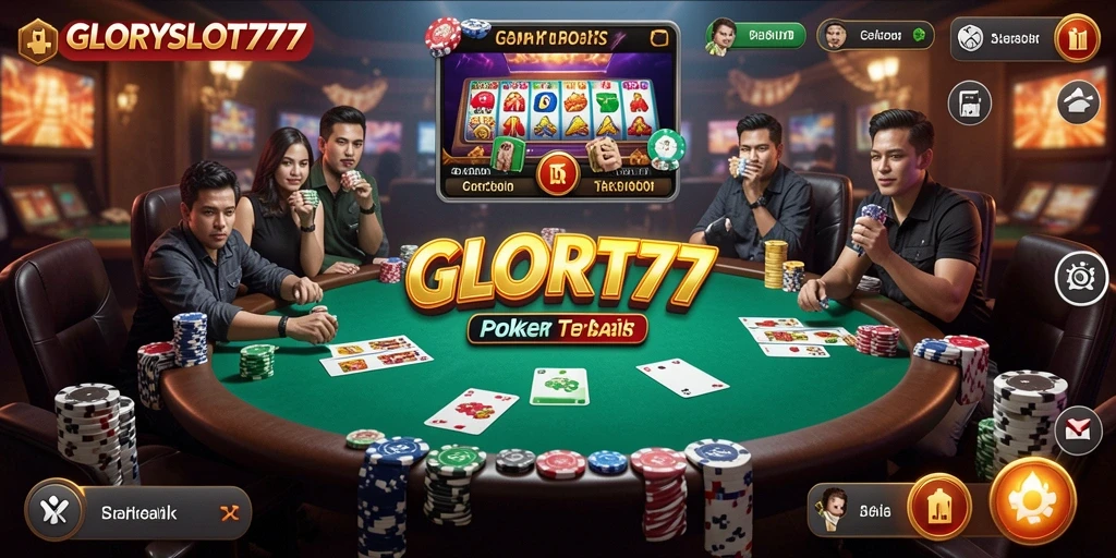 Tampilan gameplay menarik dari GLORYSLOT777 yang menampilkan permainan Poker.