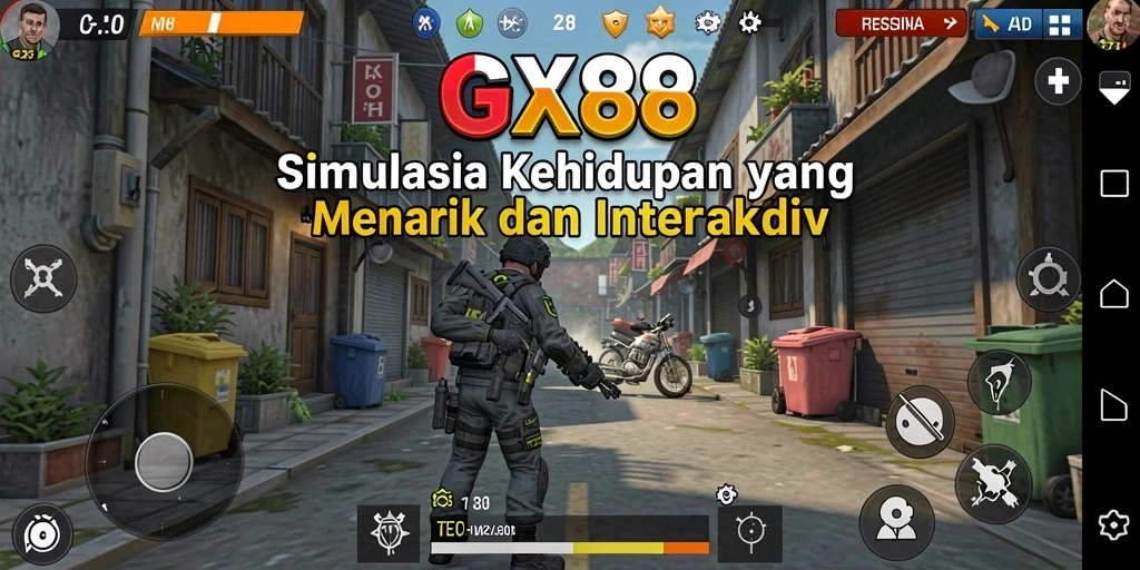 Tampilan gameplay GX88 yang menggambarkan simulasi kehidupan yang menarik.