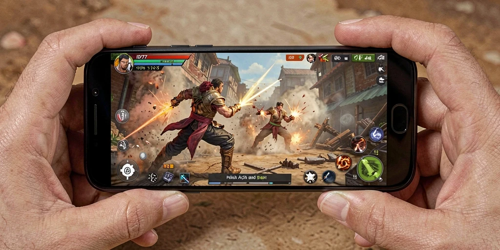 Tampilan gameplay ID777 dengan pertarungan yang intens dan strategis.