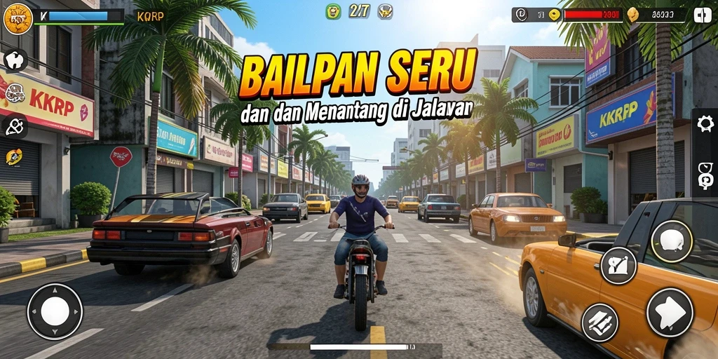 Tampilan gameplay seru dan menegangkan di KKRP dengan mobil balap kece.