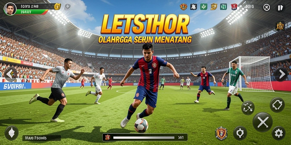 Tampilan seru dari gameplay LETSTHOR yang menampilkan aksi olahraga.