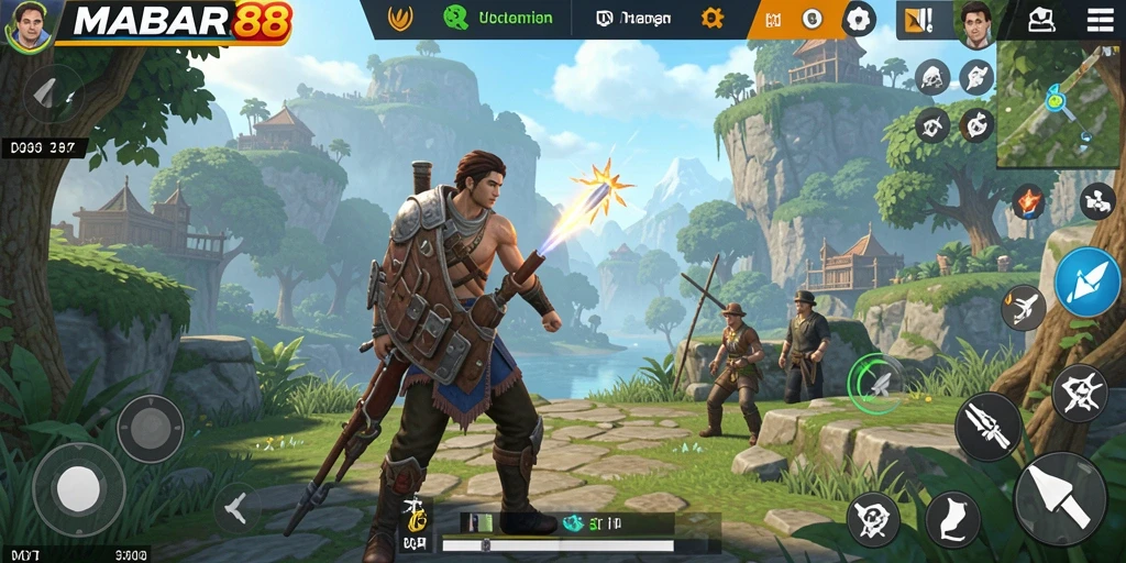 Screenshot gameplay MABAR88 menampilkan dunia terbuka yang luas.