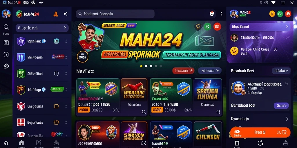 Tampilan gameplay MAHA24 dengan berbagai pilihan taruhan olahraga.