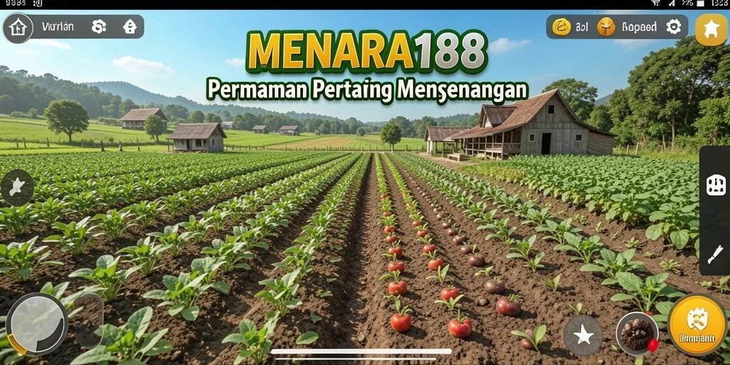 Screenshot MENARA188 menunjukkan tampilan pertanian dengan tanaman yang subur.