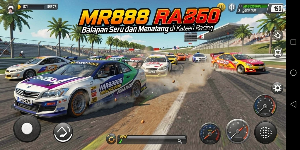 Tampilan gameplay balap yang mendebarkan dan realistis dari MR888.