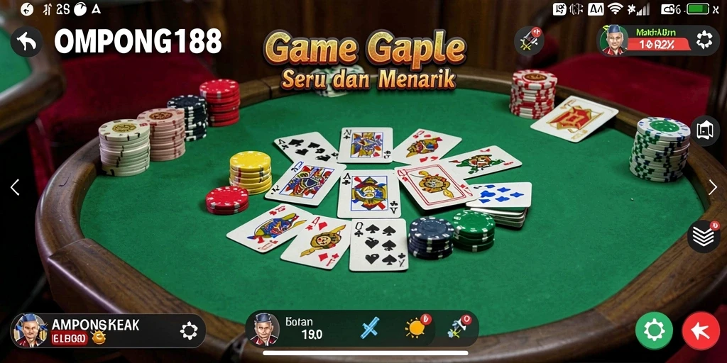 Screenshot gameplay OMPONG188 menampilkan keseruan permainan Gaple.