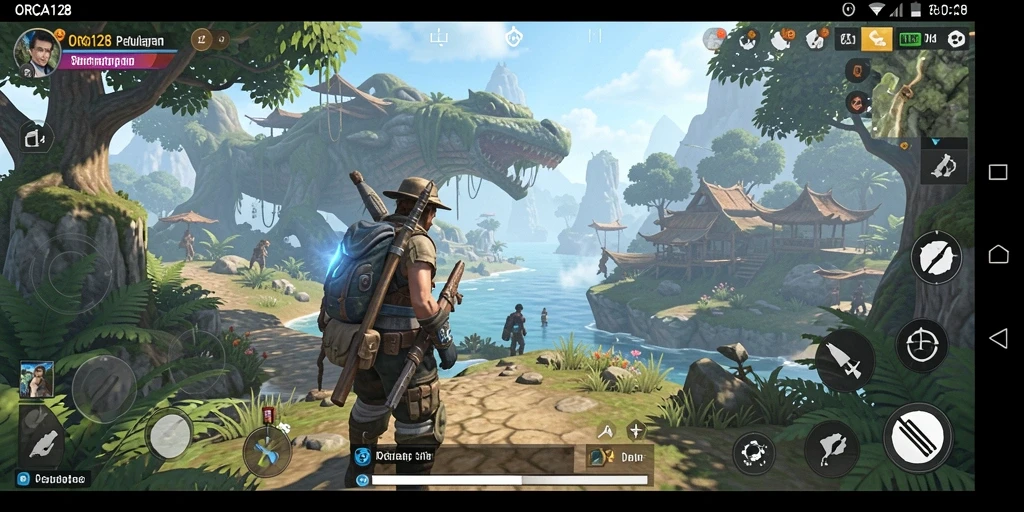 Tampilan gameplay ORCA128 yang menakjubkan dalam dunia Open World.