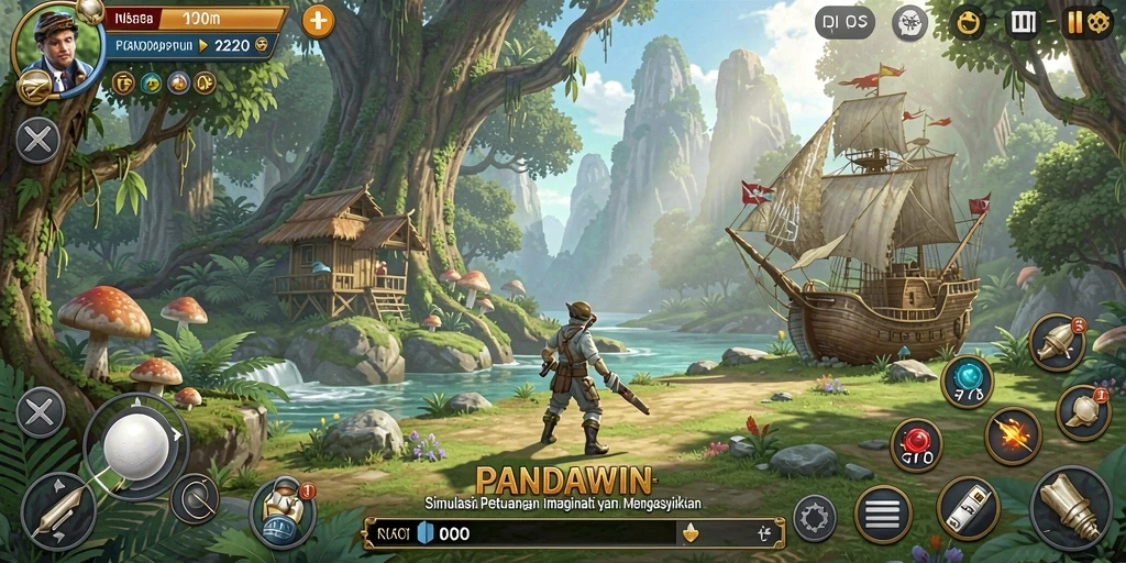 Tampilan gameplay menarik di PANDAWIN, penuh warna dan kreatif.