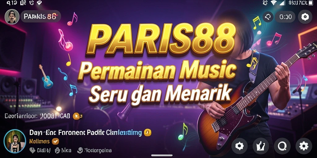 Tampilan interaktif dari gameplay PARIS88 yang penuh warna dan menyerukan.