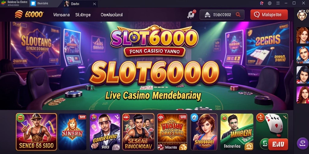 Tampilan langsung gameplay SLOT6000 dalam suasana kasino yang mendebarkan.