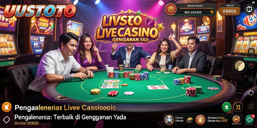Screenshot gameplay UUSTOTO menunjukkan dealer profesional sedang beraksi.